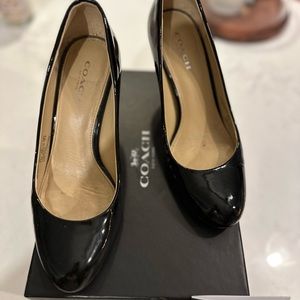 Coach black patent pumps